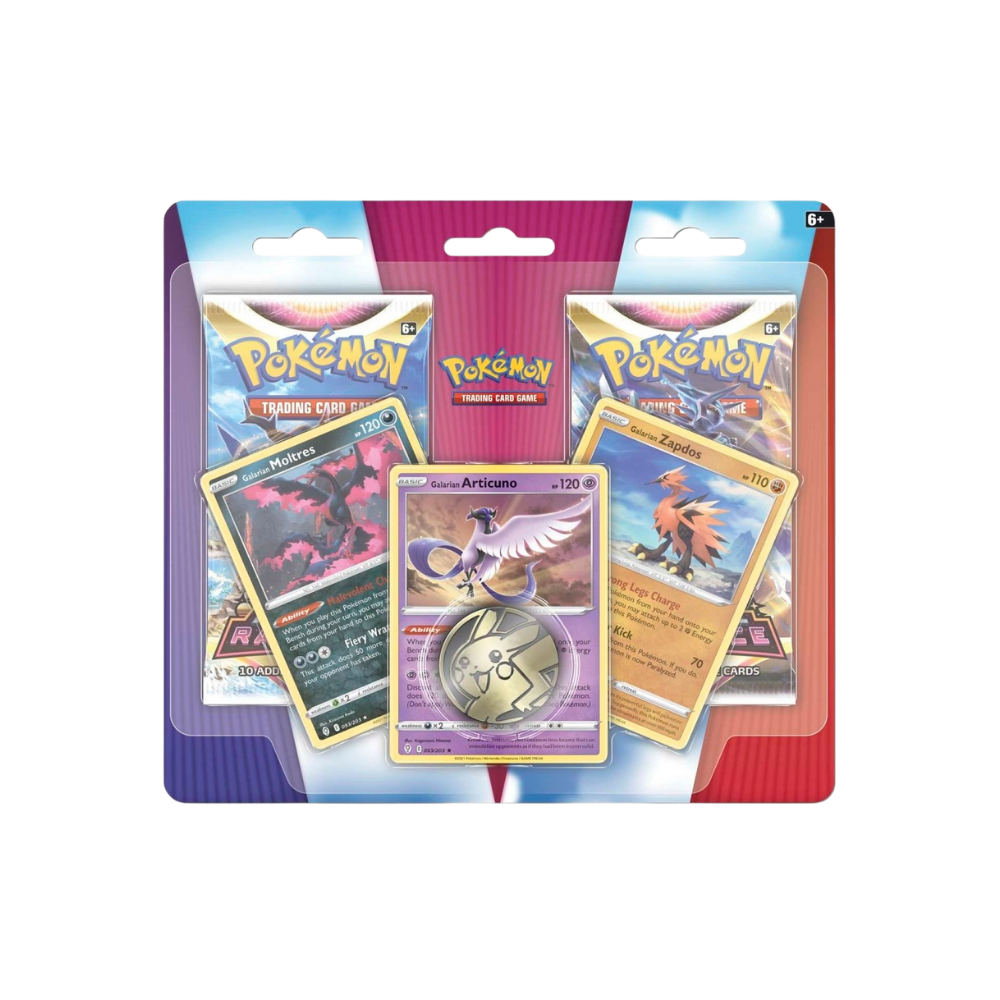 Zwaard & Schild — Galarian Articuno, Zapdos & Moltres — Promokaarten met 2 boosterpakketten & munt